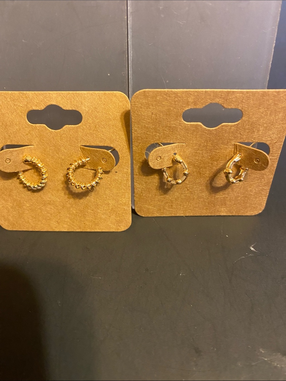 Gold Textured Hoop Earrings - Women Jewelry